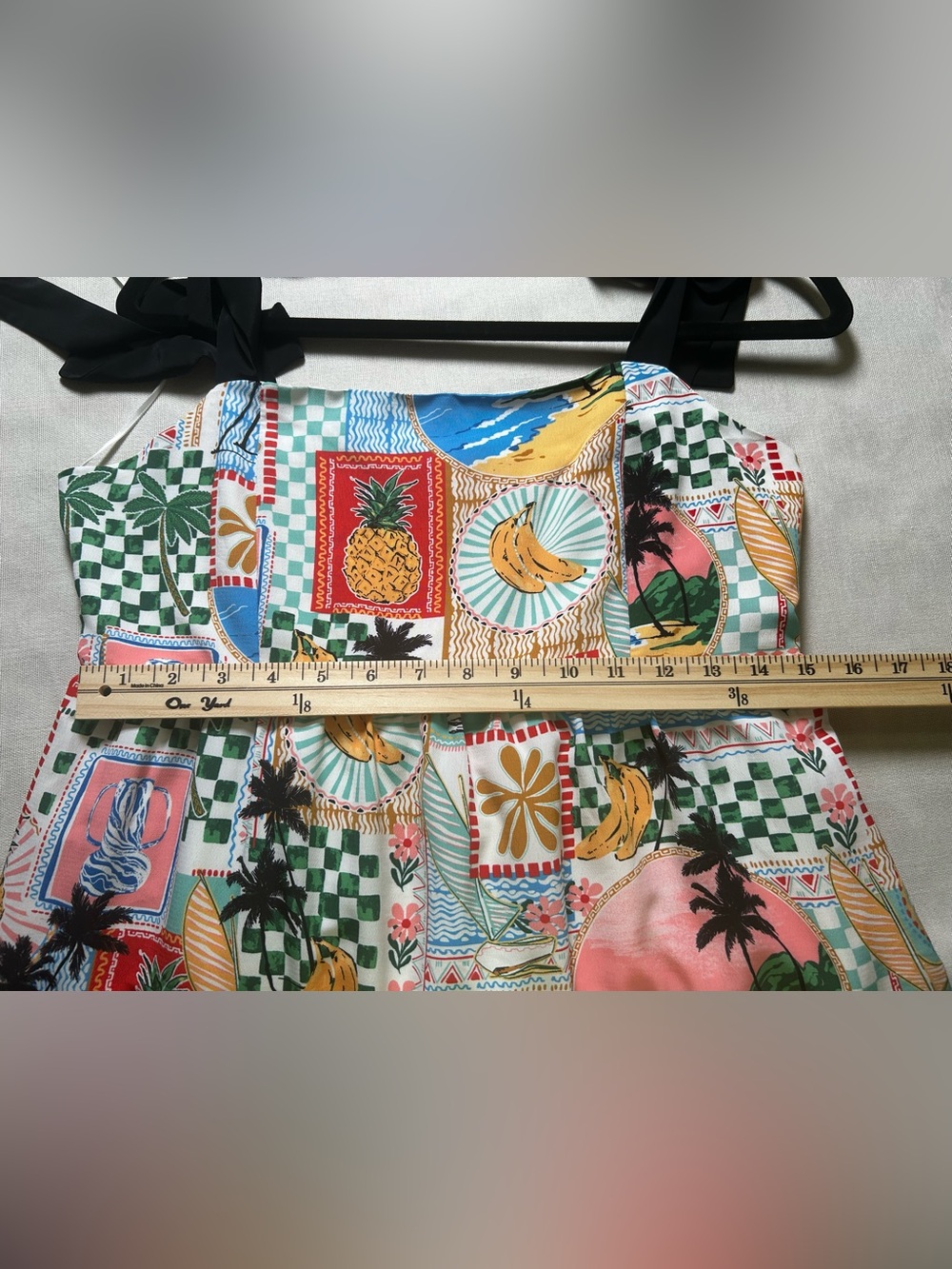 Skies Are Blue Tropical Patchwork Tiered Maxi Dress M Resort Boho old money #632 - Picture 10 of 14